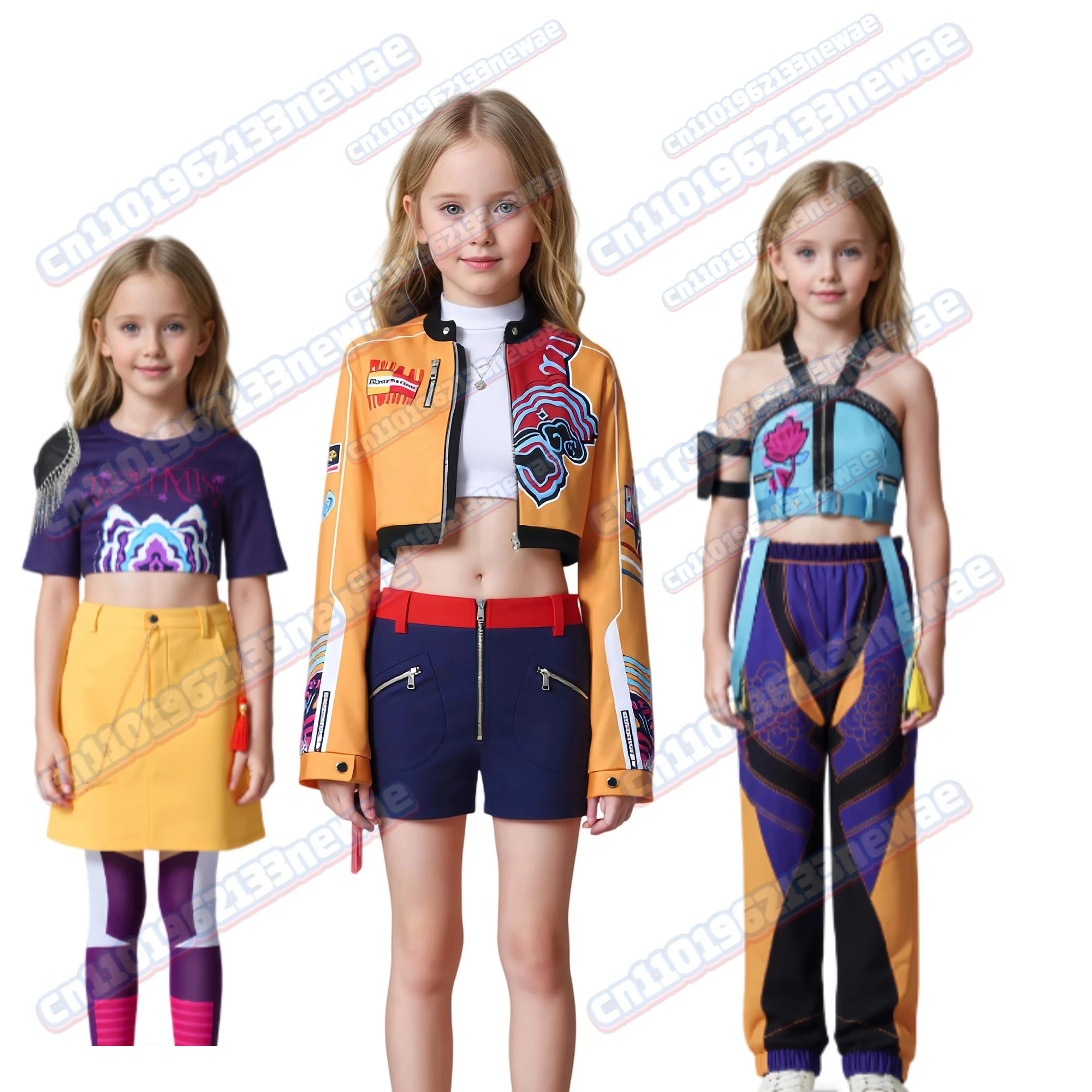 

MINISO Fantasia KPop Rumi Zoey Demon Hunter Cosplay Costume for Girls Stage Performance Halloween Carnival Party Wear 6-14 Years