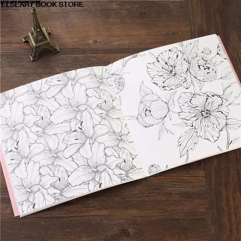 South Korea flower garden color book flower courtyard adult decompression flower graffiti painting coloring book 143