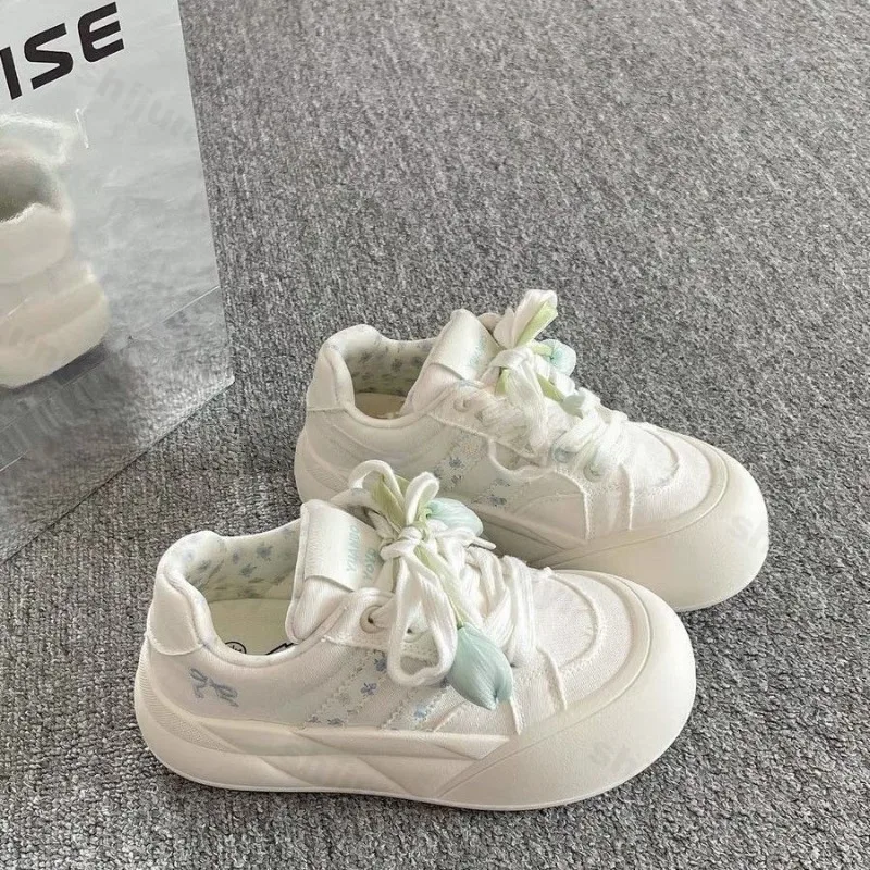 

Women's Casual Board Shoes Autumn New Outdoor Non Slip Comfortable Platform Sneakers Fashion Lace Up Height Increase White Shoes