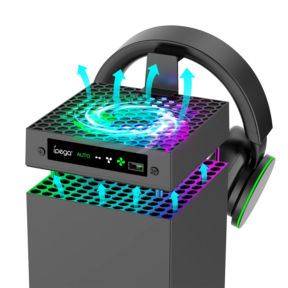 

NEW Top Cooling Fan For Xbox Series X Console with Colorful Light Cooling Fan With 1 USB Port Cooler Fan For XSX Accessories