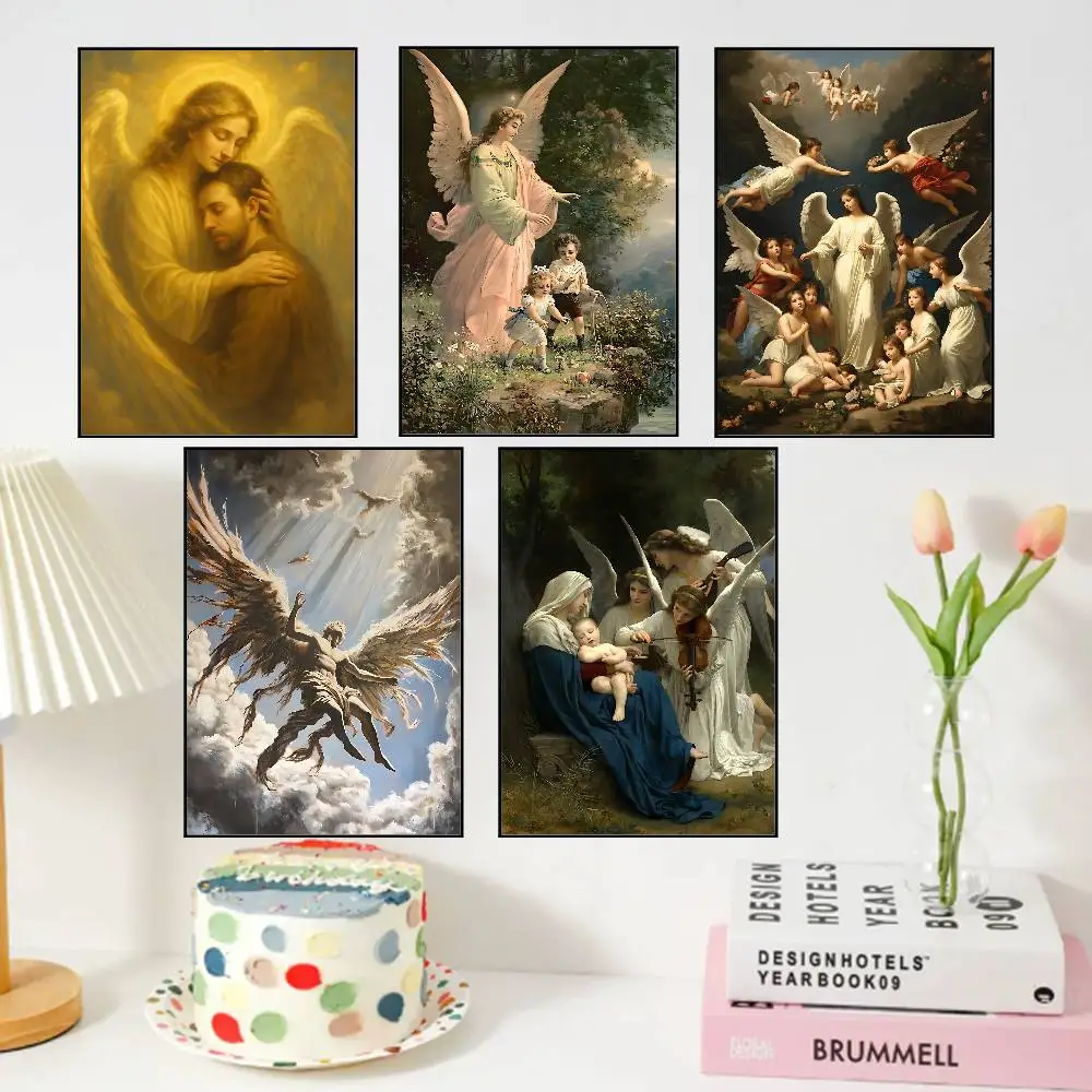 Christian Angel Posters Living Room Bar Cafe Quality Canvas Vintage Style Comics Painting Art Home Wall Decor Picture