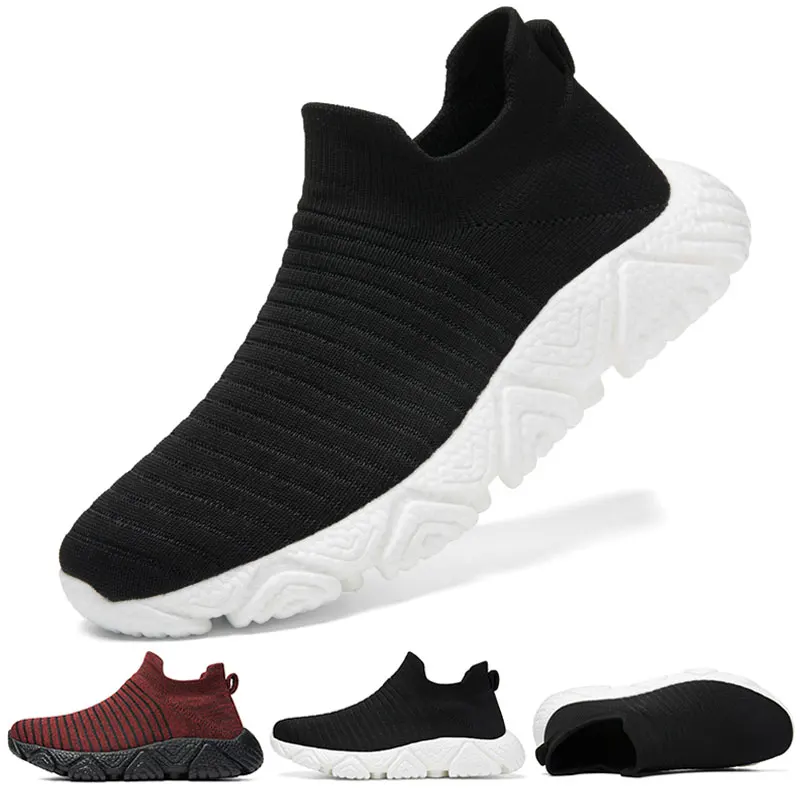 

Men Sneakers Outdoor Breathable Low Top Casual Shoes Slip on Cushioned Mesh Stripe Sock Shoes for Dancing Walking Size 39-47