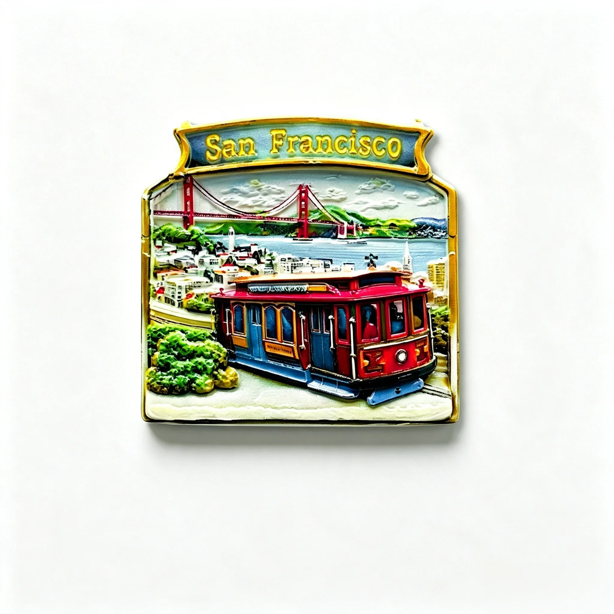 San Francisco USA Resin Fridge Magnet 3D Golden Gate Bridge Cable Car Tourist Souvenir Refrigerator Magnet Home Decoration Gift