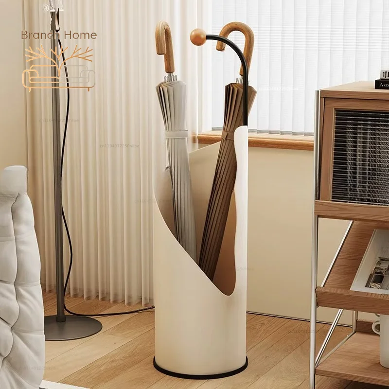 Large Capacity Cream Style Umbrella Rack Water-Draining Entryway Organizer Minimalist Home Decor Umbrella Storage Bin
