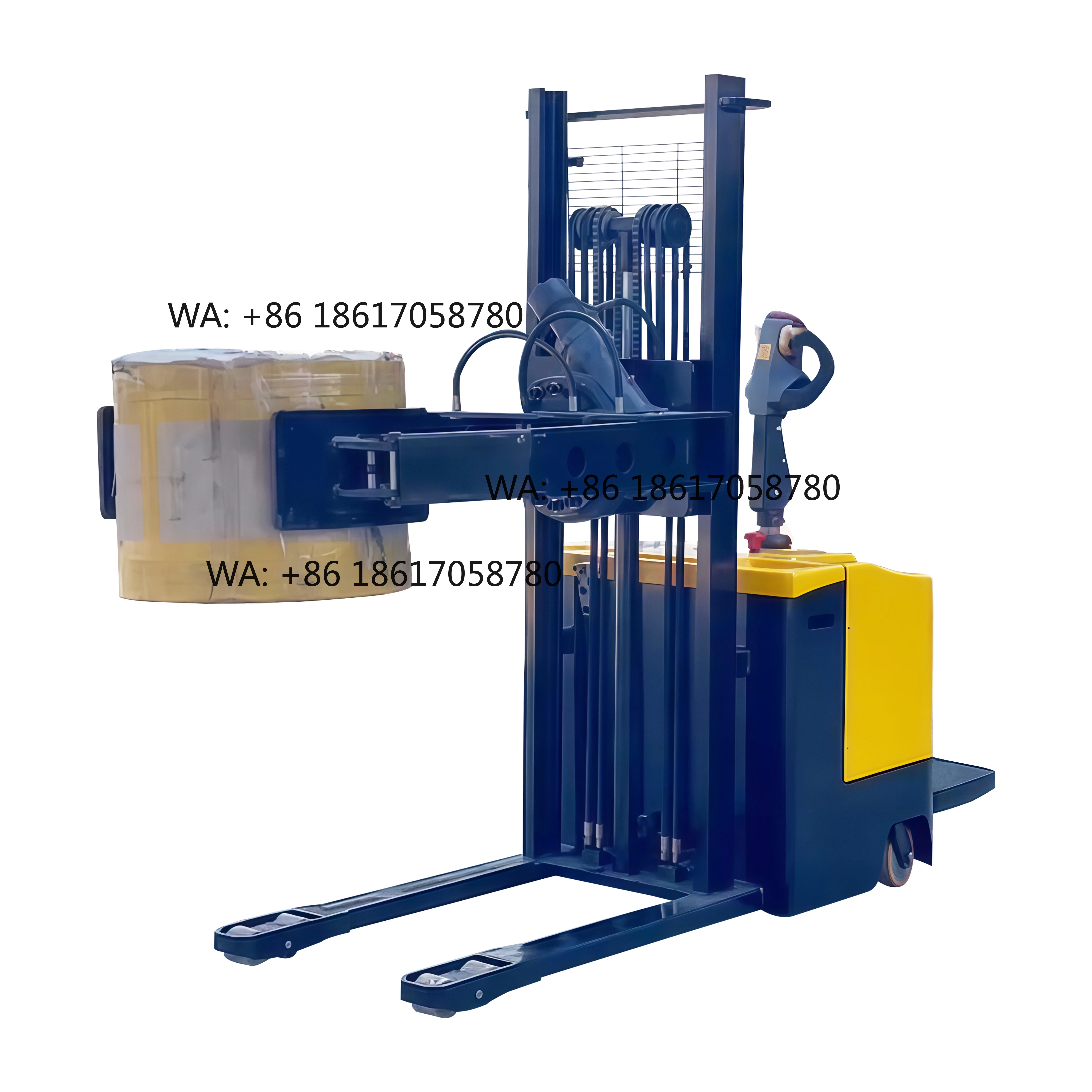 500kg Capacity Electric Drum and Coil Lifter 1.6M Lift Height Home Use Roll Handling Equipment Forklift