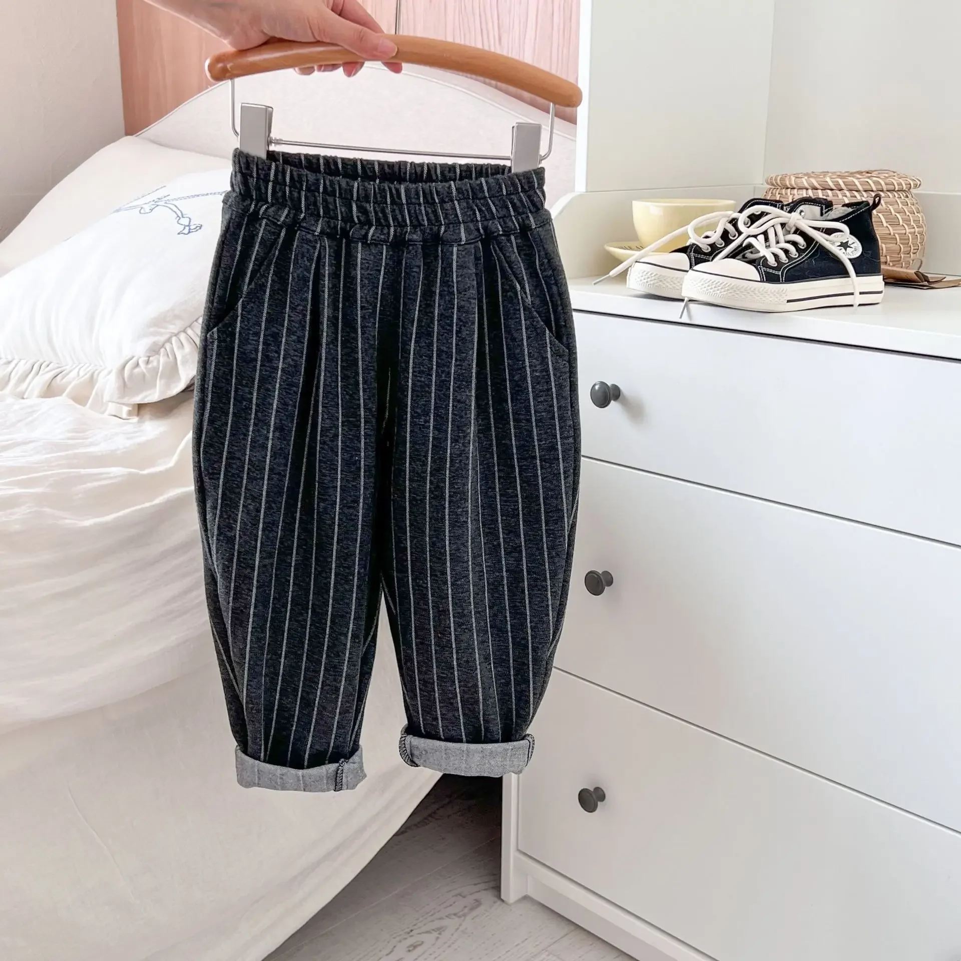 

Children's Clothing 2024 Autumn New Children's Casual Pants Boys' Striped Harem Pants Kids Trousers Korean Version