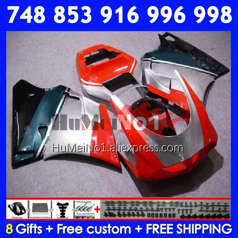 Injection silvery red Kit For DUCATI 748 853 916 996 998 S R 94 95 96 97 98 326No.82 748S 998R 996R 1999 2000 2001 2002 Fairing