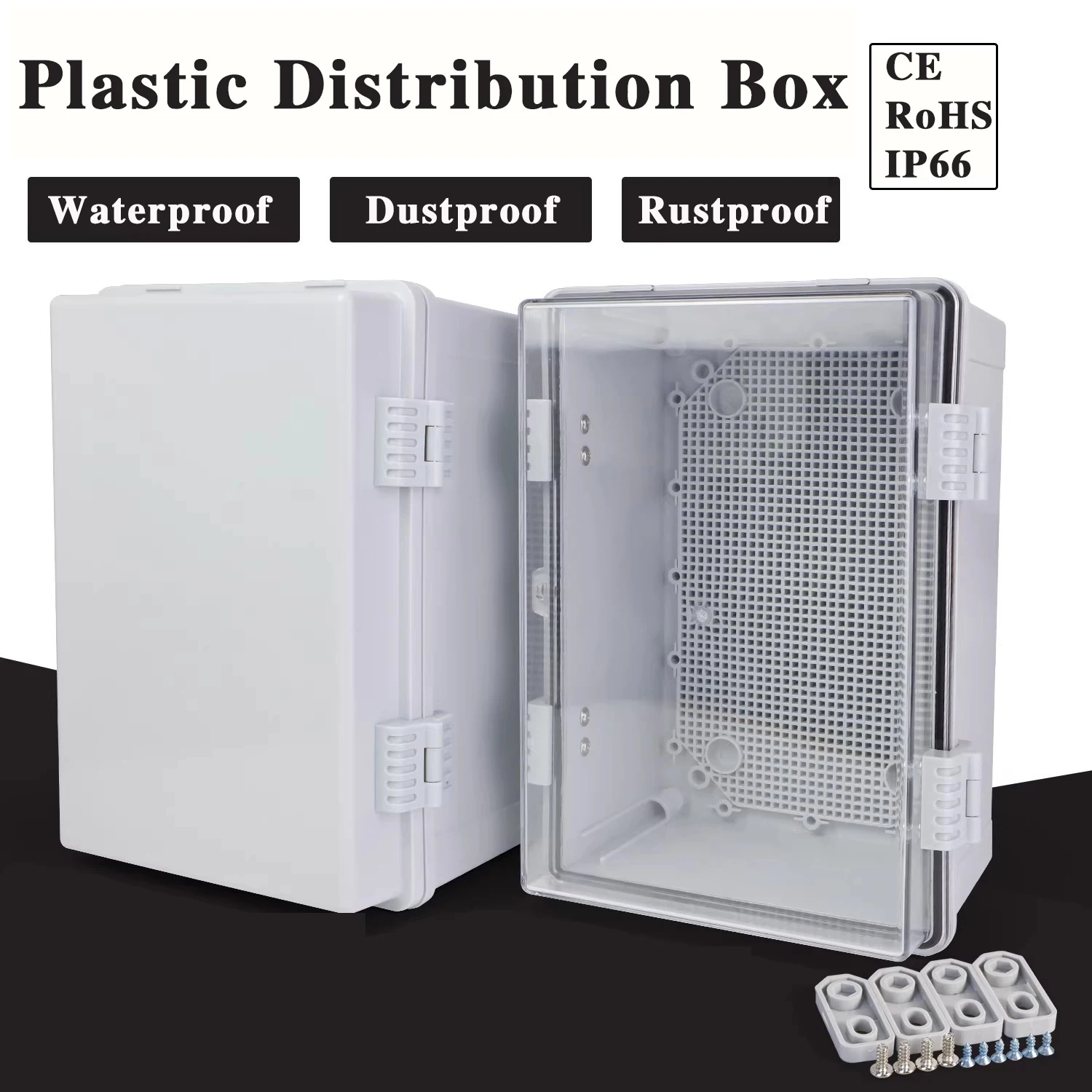 IP66 Electrical Plastic Enclosure ABS Power Junction Box Outdoor Waterproof Distribution Box for Electric Instrument Project