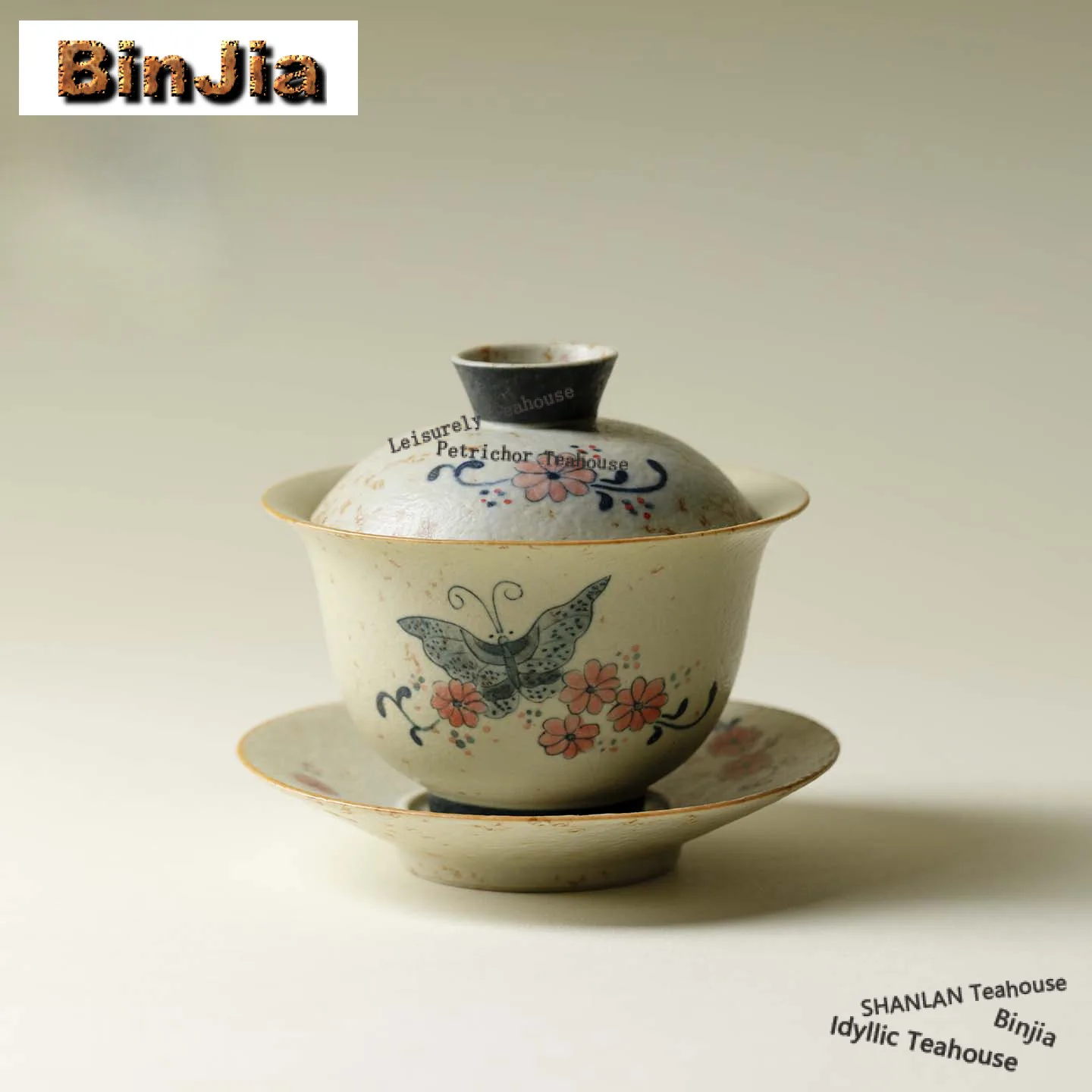 

100ml Hand-Painted Butterfly Firestone Red