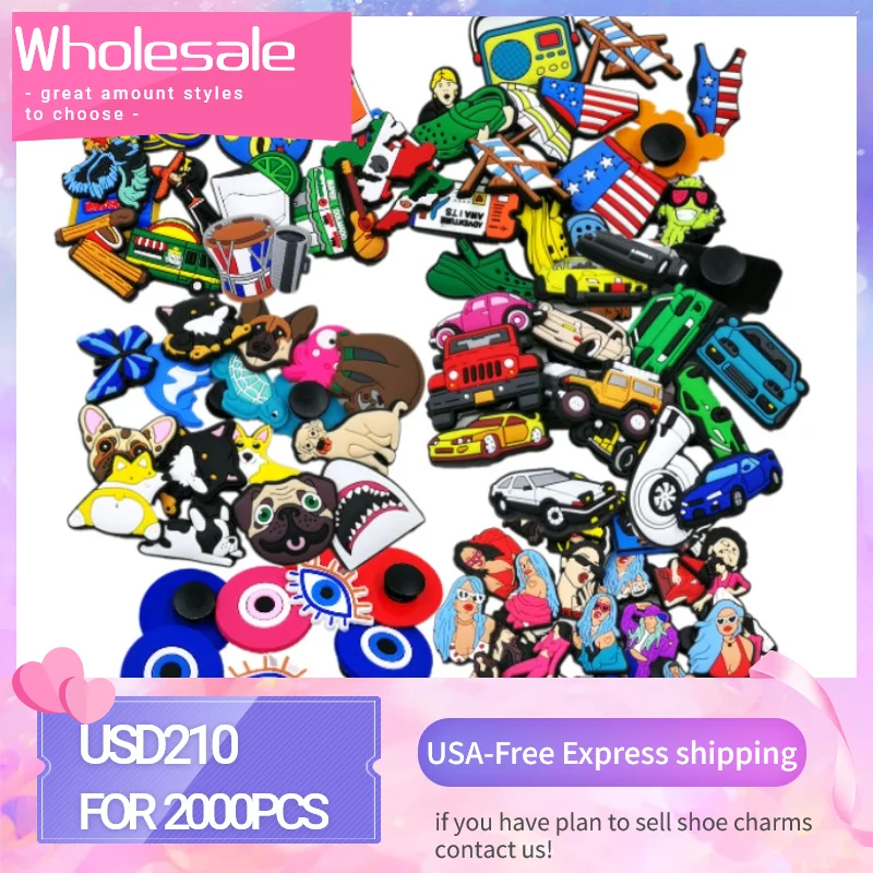 

Wholesale 2000PCS Hot PVC Shoe Charms Accessories Mexico Evil Eye Cars Karol G Clog Ornaments Animal Casual Shoe Decoration