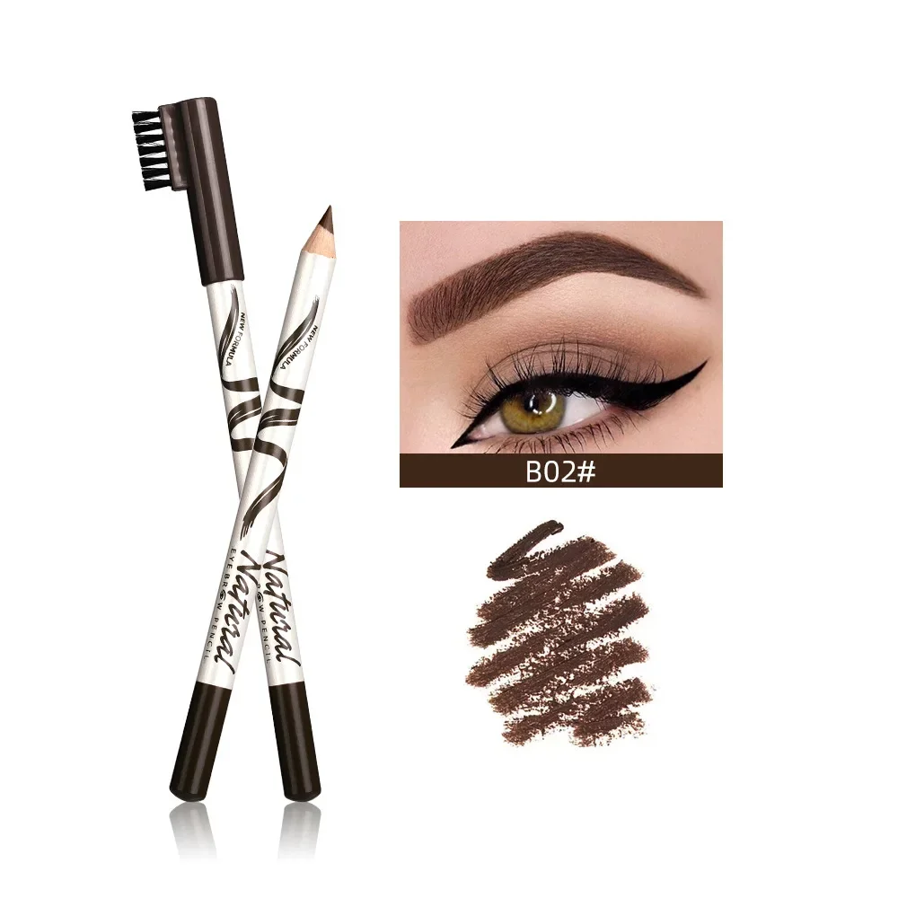 Double Eyebrow Pen with Brush Toothbrush Head Eyebrow Pencil Multifunctional Waterproof Long Lasting Makeup