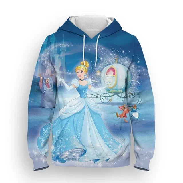 Disney Boys Girls Hoodies Oversized Women's Hoodies 3D Printing New Pullovers MINISO Women's Hoodies Cinderella Men's Clothing