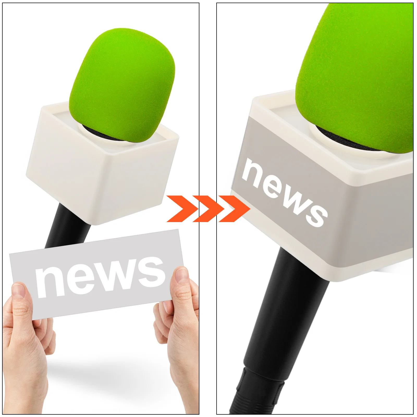 

4Pcs Triangular Mic Logo Flag Station ABS Microphone Logo Stand Cube Shaped Interview Display for Events