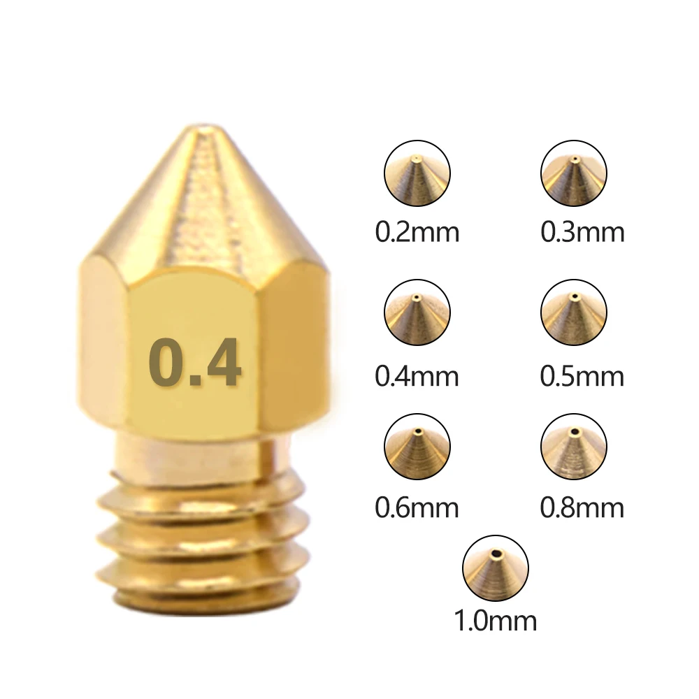 

20/50PC MK8 Brass Nozzle 0.2MM 0.3MM 0.4MM 0.5MM Extruder Print Head Nozzle For 1.75MM CR10 CR10S Ender-3 3D Printer Accessories