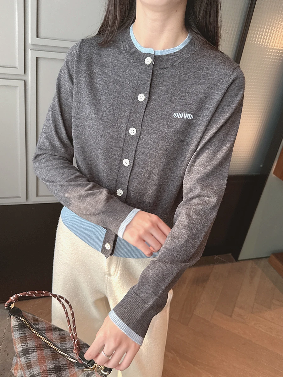 

Вязаный свитер Deep ey And Blue в стиле пэчворк с круглым вырезом, имитация двухслойности, женский, с длинными рукавами, шерстяной, весенний сезон