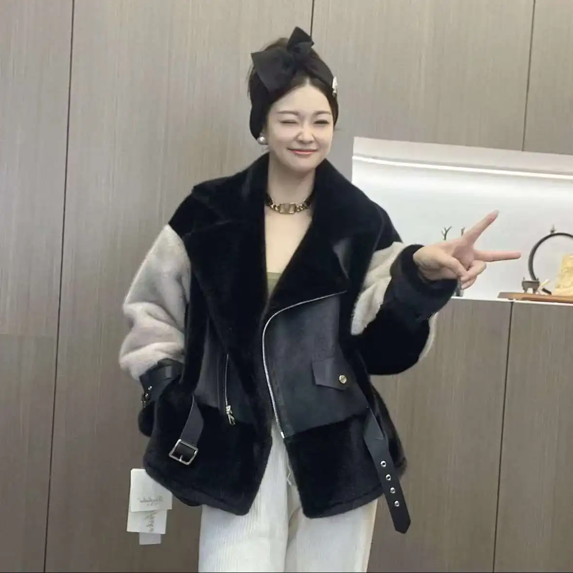 

length Imitation Mink Fur Coat Women Trend 2025 Autumn Winter New High-grade Fashion Casual Loose Thick Warm Commuting Mid