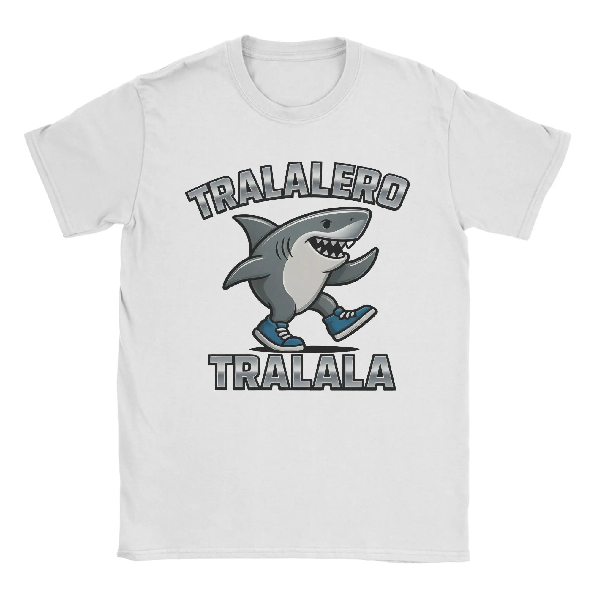 

Casual Tralalero Tralala Shark Tshirts Men's Cotton Short Sleeve Italian Brainrot Round Neck Summer Top Tee
