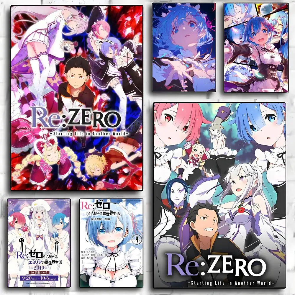 Anime R-Re ZERO Poster Decorative Wall Art Stickers Mural Photo Print for Home Living Room Hallway Decor