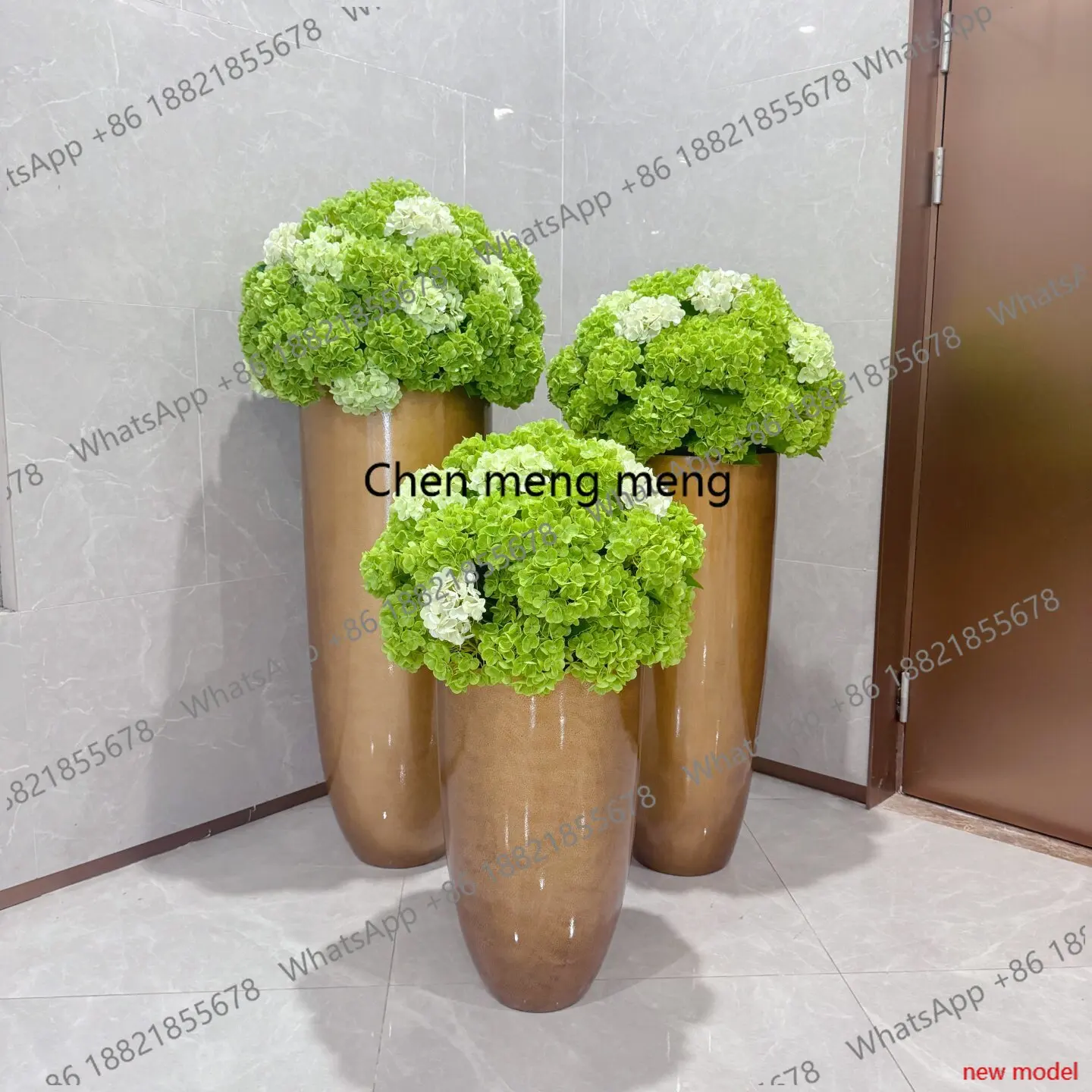 h178New product, fiberglass hotel floor-to-ceiling vase, simple modern home model room, soft decoration, flower ware ornament