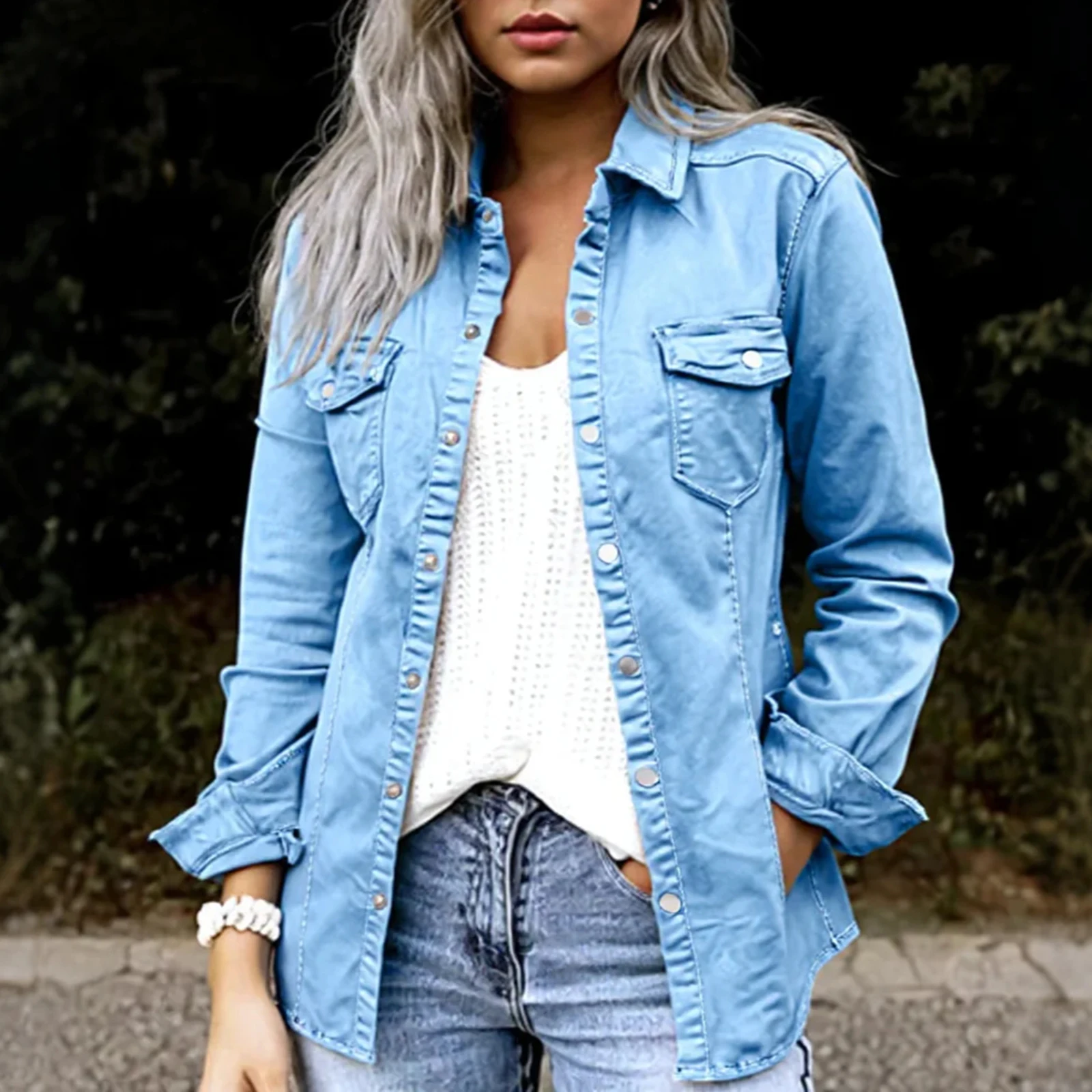 

Женская повседневная свободная джинсовая куртка