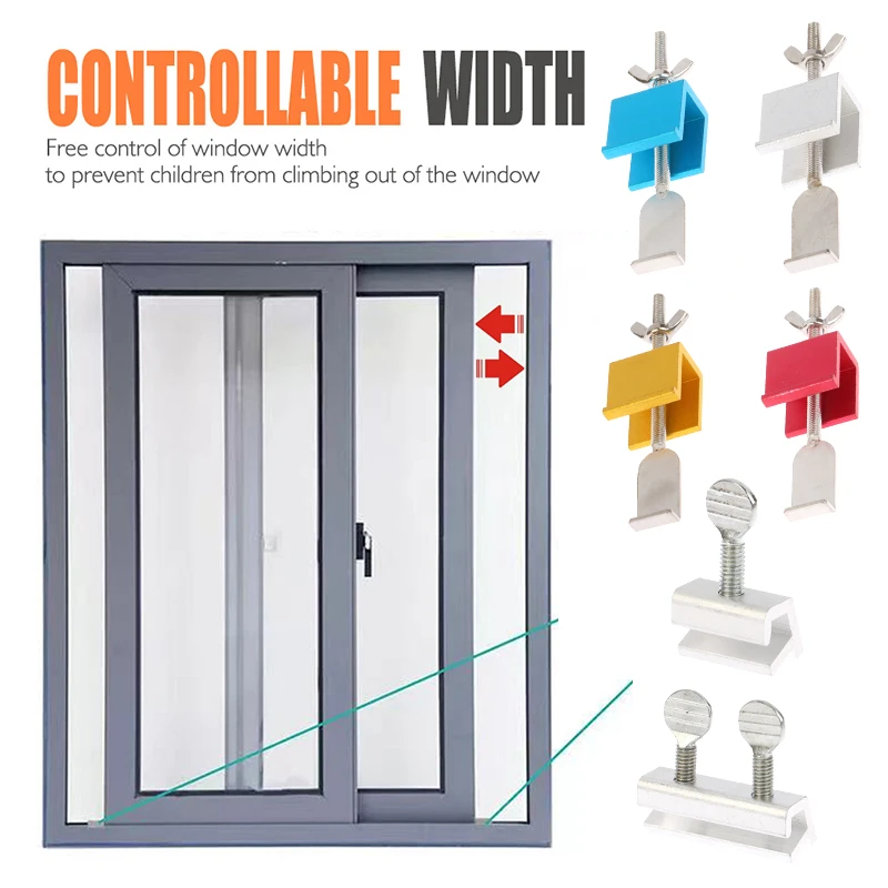 Adjustable Window Lock Cap Safety Lock Window Lock Stopper Sliding Sash Stopper No Drill Security Restrictor Window Limit Latch