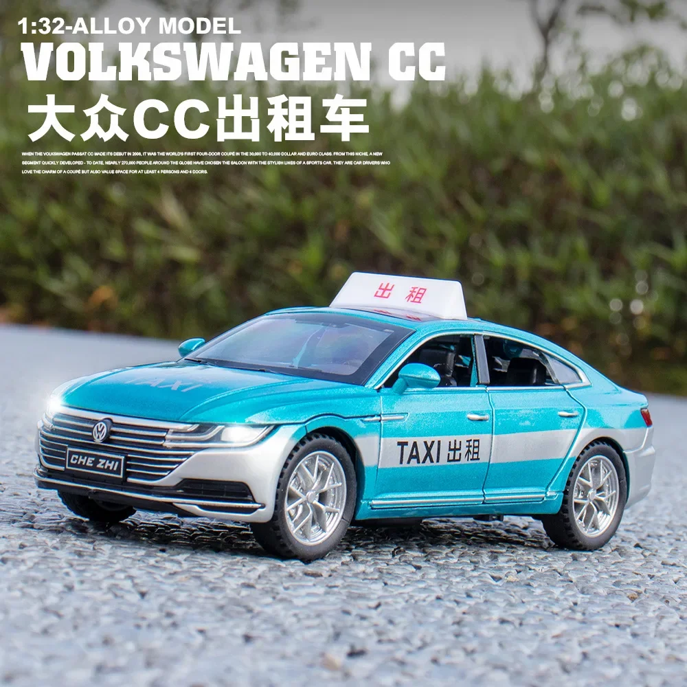 

1:32 VOLKSWAGEN CC Taxi High Simulation Diecast Metal Alloy Model Car Sound Light Pull Back Collection Kids Toy Gifts