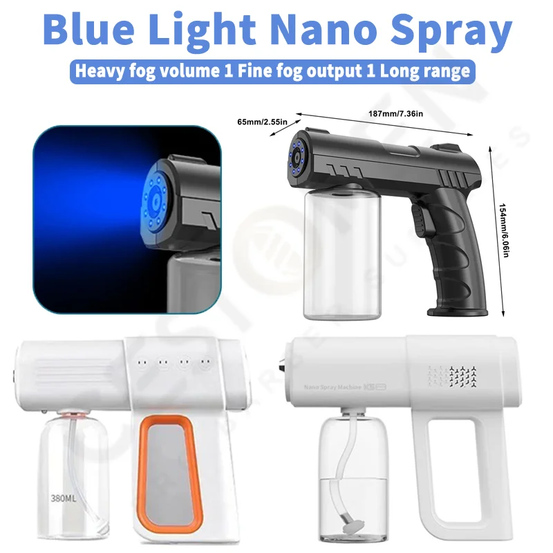 380/280Ml Barber Sprayer Wireless Electric Sanitizer USB Nano Blue Light Steam Spray Disinfection Gun For Garden Atomizer Tools