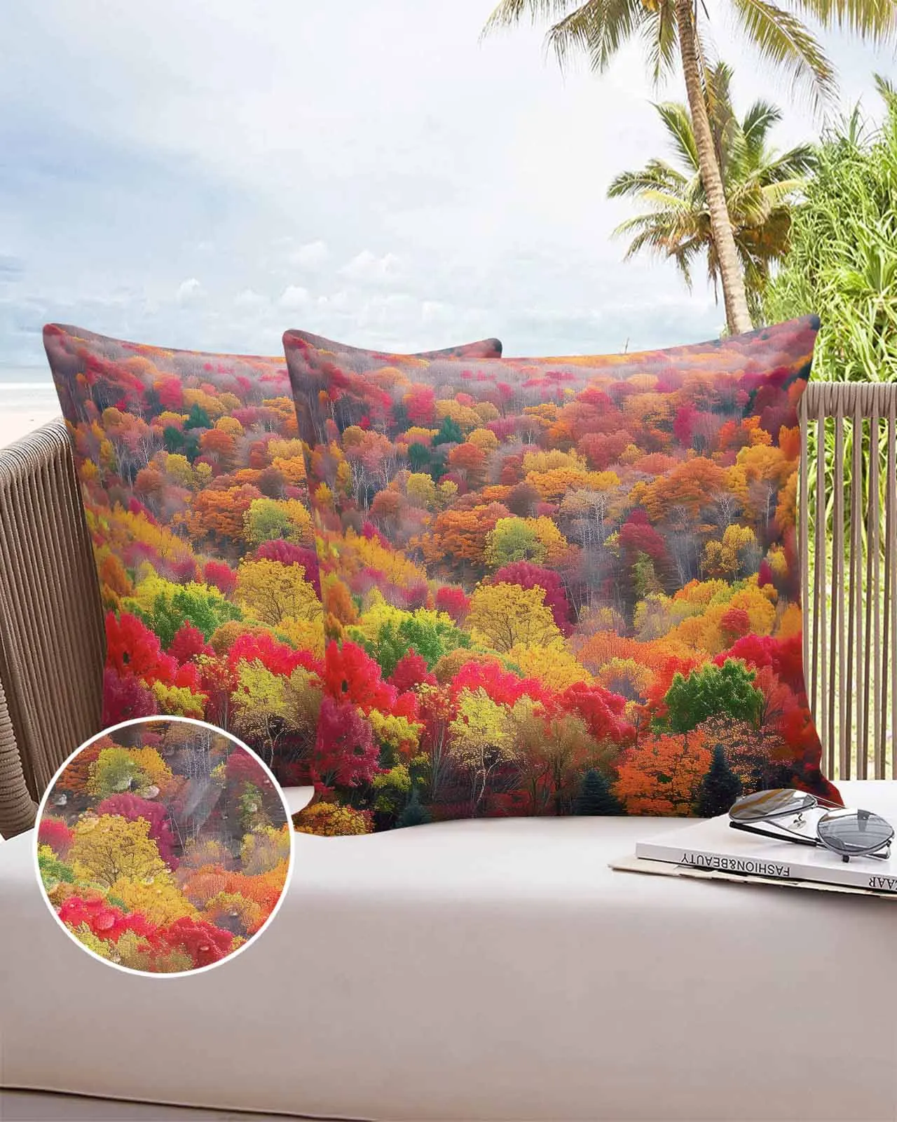 

Autumn Forest Fallen Leaves Waterproof Pillowcase Set Car Cushion Cover Home Sofa Office Decorative Pillowcase Cover