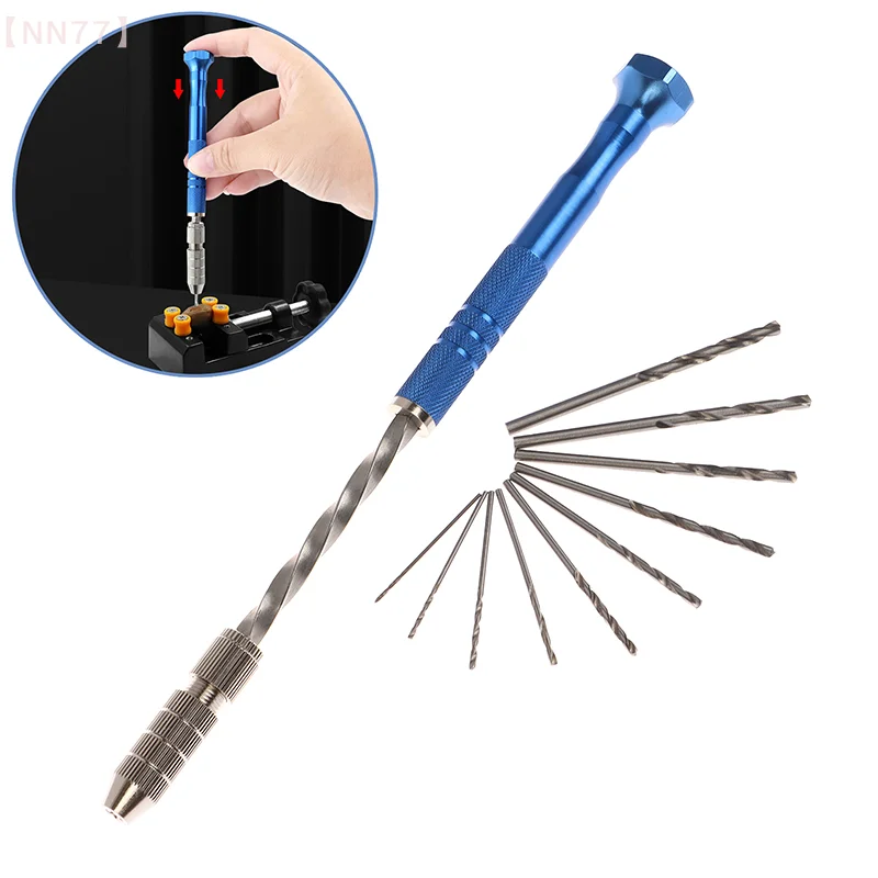 Blue Extended Semi-automatic 0.8-3mm Hand Twist Drill Kit Hand Drills Bits Set Drilling Tool Hand Tools For DIY Craft Make