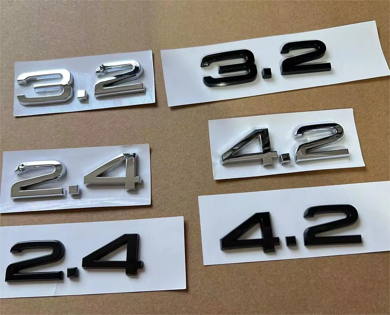 1X ABS Chrome Glossy Black 2.4 3.2 4.2 Letters Car Trunk Emblem Badge Decal For A4 B7 TT Q5 Q7 A6 S6 S5 S4 RS5 Accessories