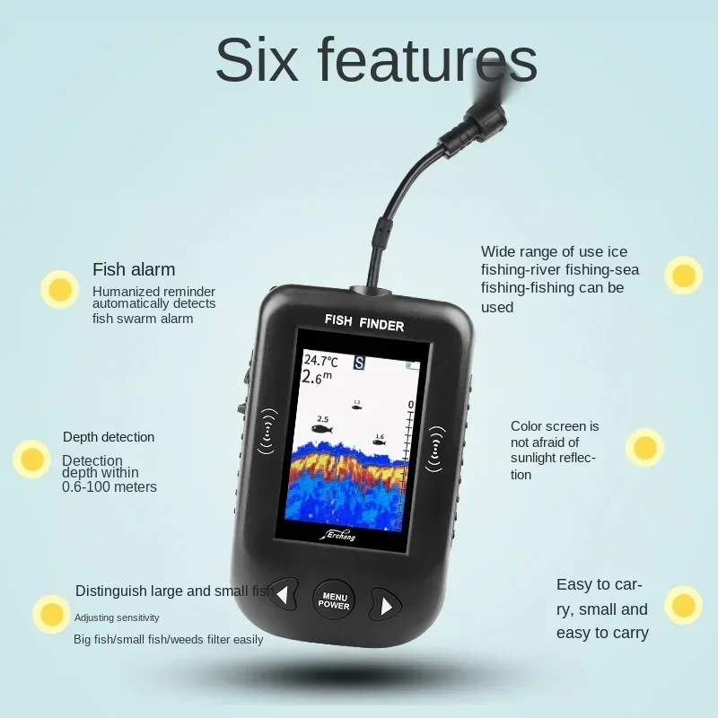 Fish Finder Sonar, Wired Underwater High-definition Color Screen, Ultrasonic Fishing Tackle, Fishing Gear, Fishing Artifact