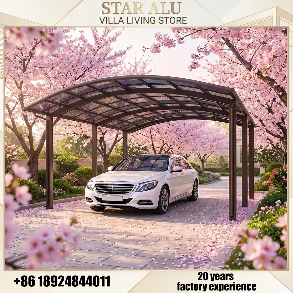 Aluminum Car Canopy Waterproof UV Protection Reinforced Frame Vehicle Shelter Parking Cover for Outdoor Driveway
