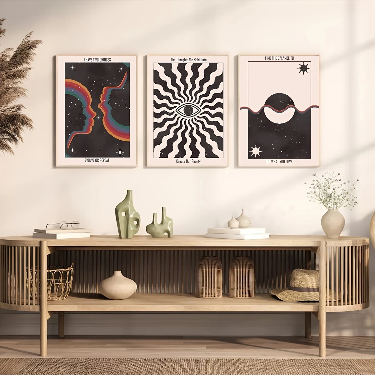 

3Pcs/Set 70S Psychedelic Art Meditation Balance Universe Canvas Art Minimalism Zen Bedroom Yoga Training Home Decor Frameless