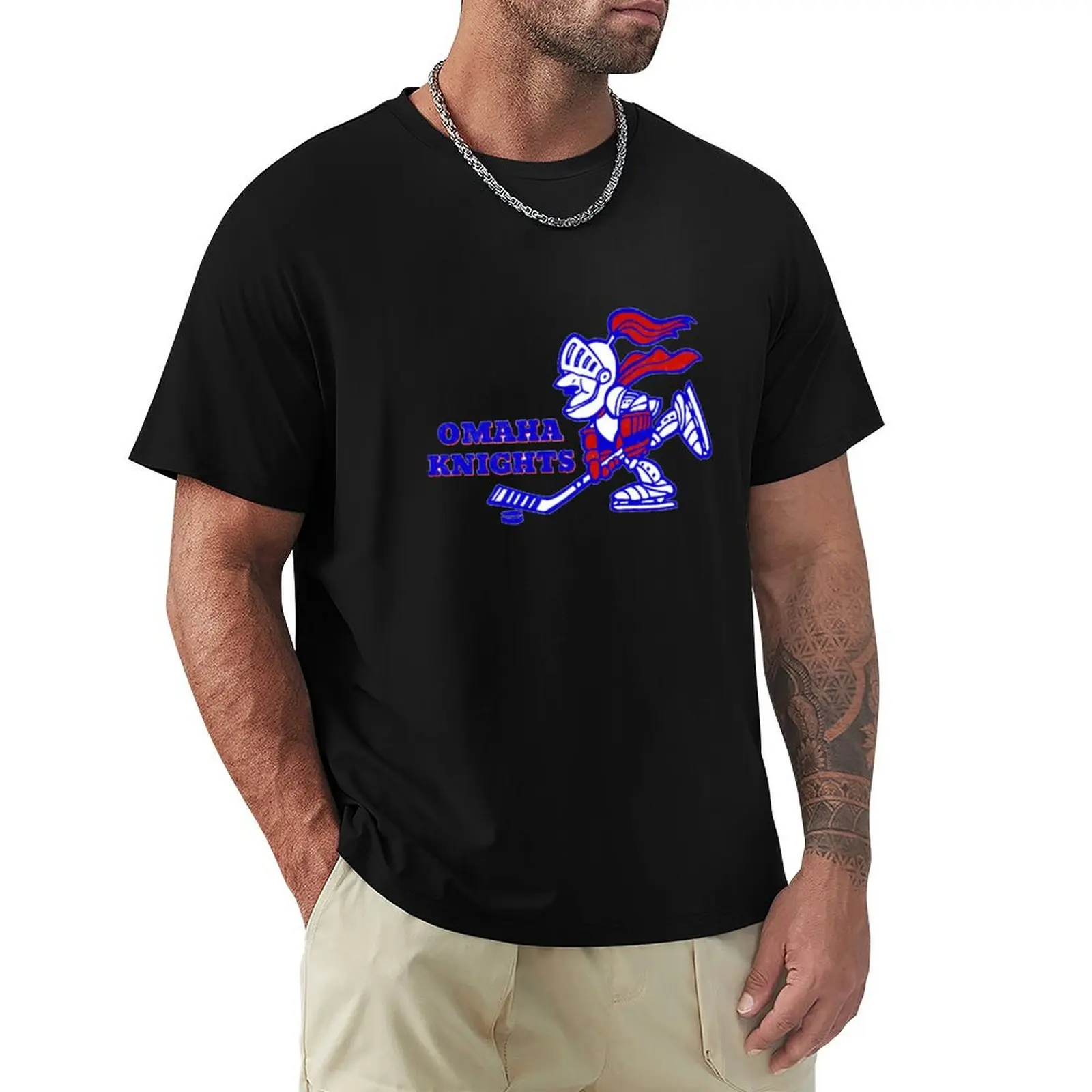 Omaha Knights International Hockey League Vintage Logo T-Shirt Basic Regular Fit Casual T-Shirt
