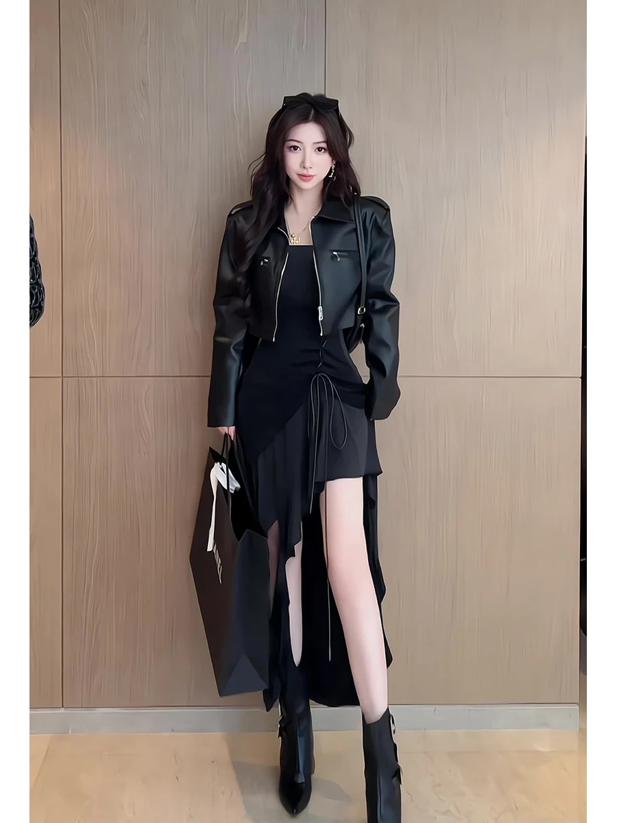 

Retro American Zipper PU Leather Jacket Women's 2026 Autumn New Style Versatile Motorcycle Clothing Outerwear Fashionable