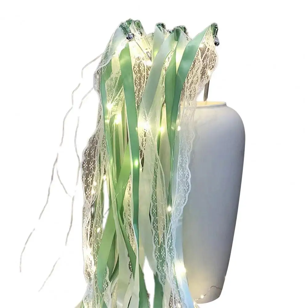 High-density Ribbon Stick Ribbon Fairy Wand Light-up Wedding Wands with Ribbon Bells for Wedding Reception Graduation for New