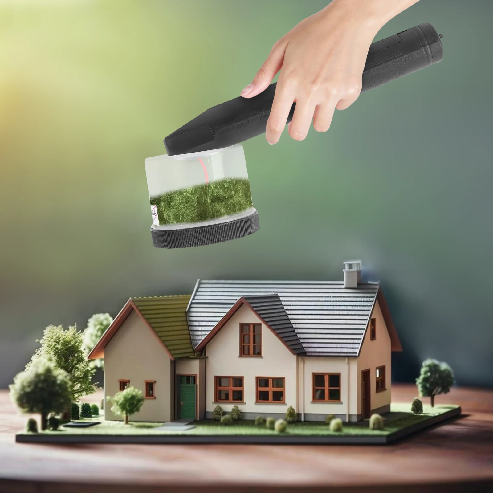 Portable Static Grass Applicator, Battery-Powered Flocking Machine with 2 Sieves for Model DIY Mini Terrain Making