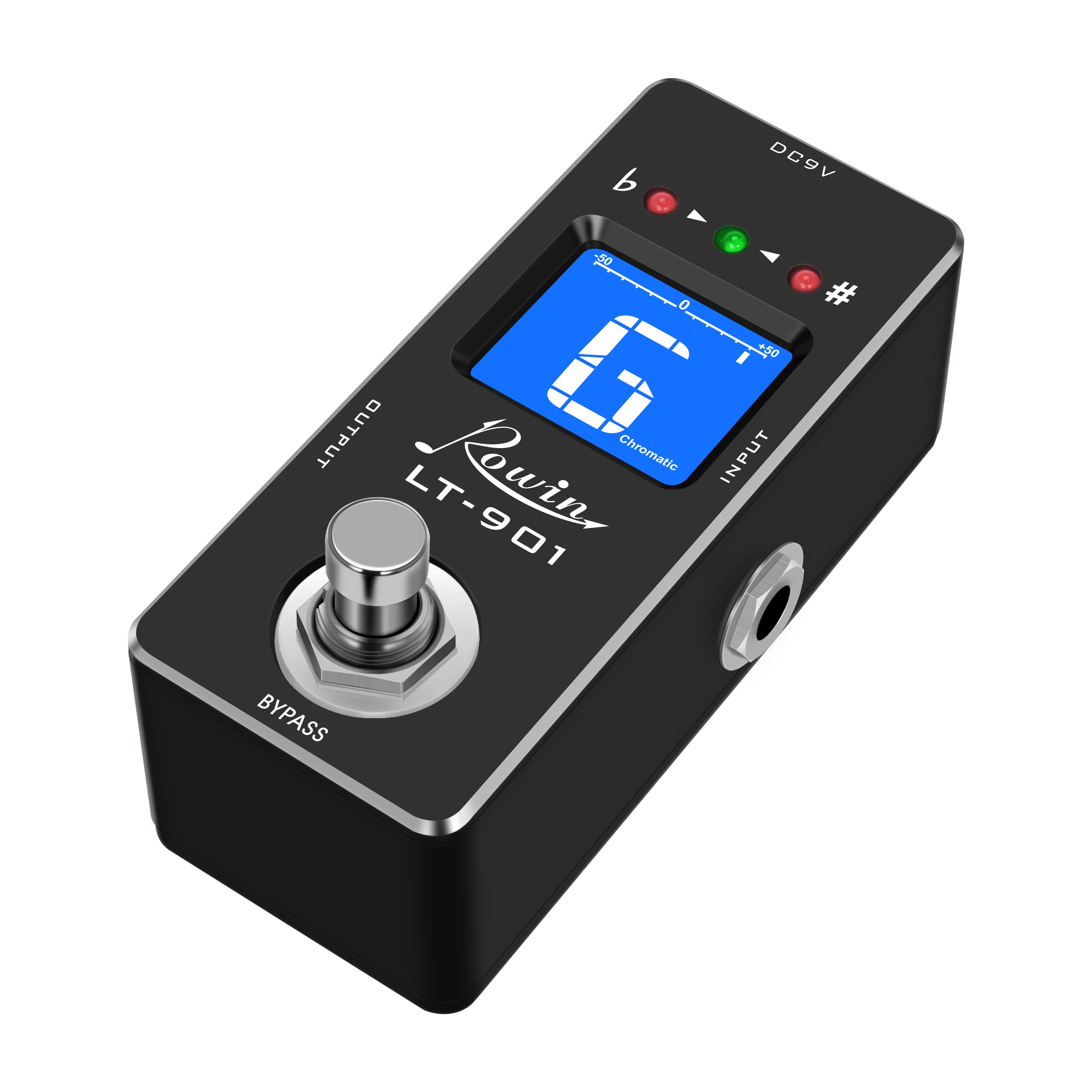 Afinador de Guitarra Rowin LT-901, Mini Afinador Cromático de Pedal con Pantalla LED, True Bypass, Accesorios para Guitarra Eléctrica y Bajo