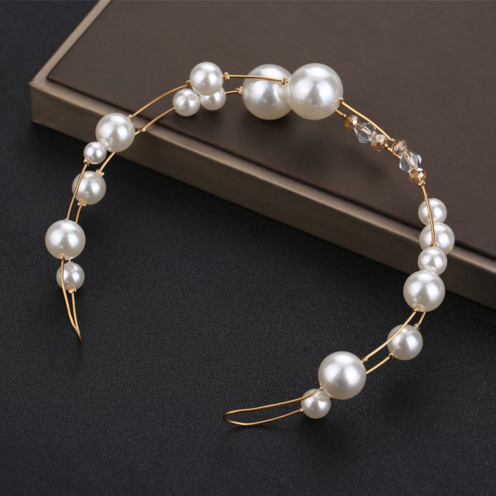 Imitation Pearl Hoop Headbands Lightweight Wear Metal Versatile Headdress for Birthday Stage Party Show Dress up