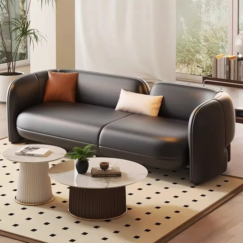 Double small apartment sofa living room 2025 new modern simple three-person rental house office straight sofa