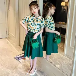 Fashion Girls Dresses Summer 2024 Teen Kids Short T shirt + Dress 2PCS Casual Dress for Girl Children Vestido 8 10 12 14 Year