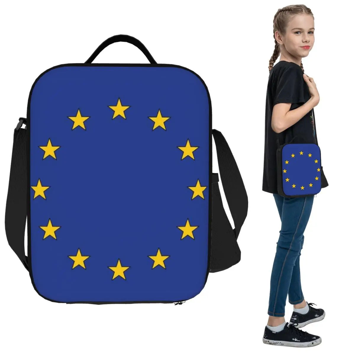 

Изолированная сумка для обеда с флагом европейского Союза ЕС для женщин, офисный холодильник, термосумка для еды, герметичная коробка для завтрака, контейнер