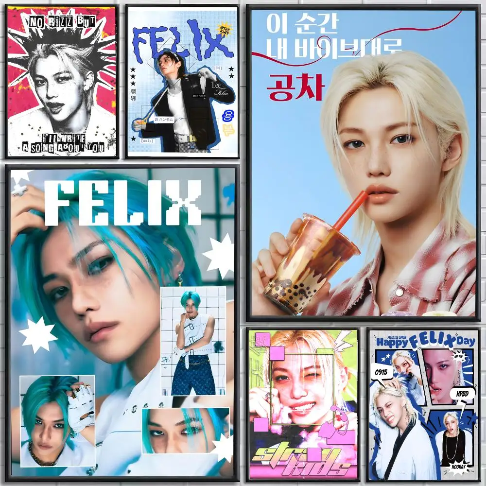 Idol Felix Poster Self-Adhesive HD Mural Wall Decals, Living Room Bedroom Home Decor Gift