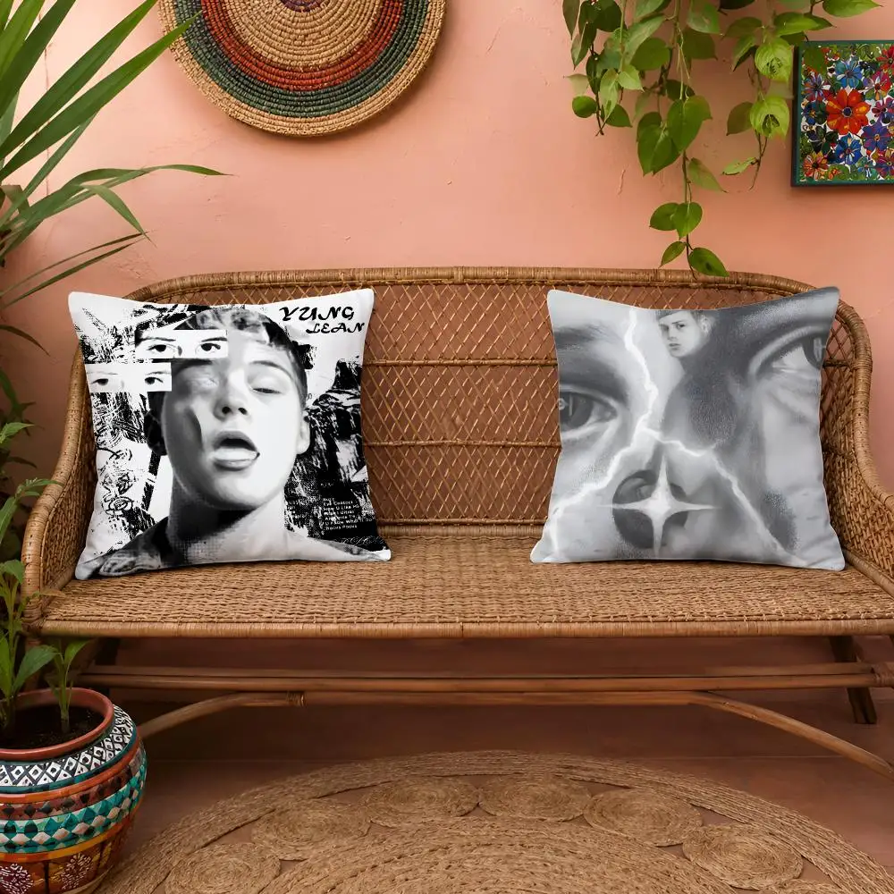 Rapper Singer Yung Lean Cushion Cover 1pc Square Pillow Cover Soft Plush Fabric Removable Washable Sofa Chair Bed Decoration
