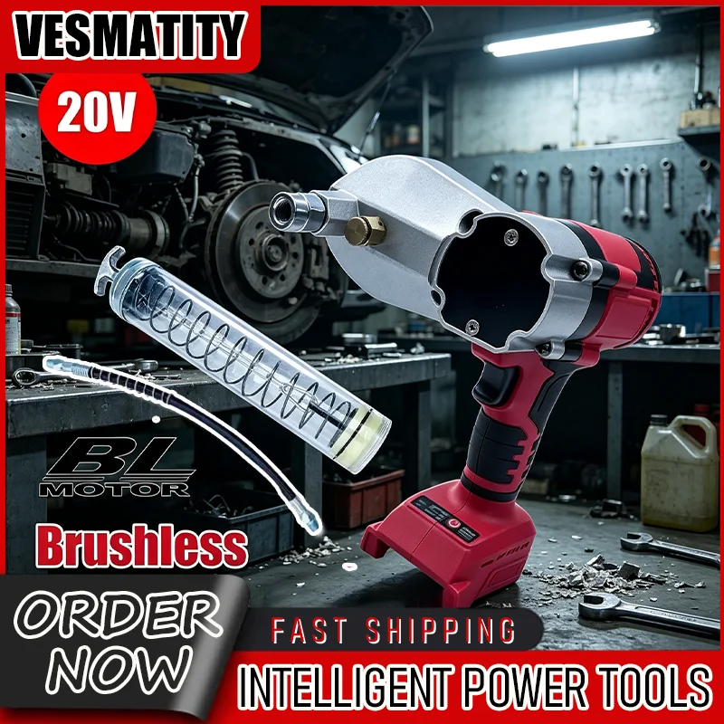 Portable High Pressure Cordless Electric Grease Gun Lubricating Oil Injector Grease Machine Fit Milwaukee Battery