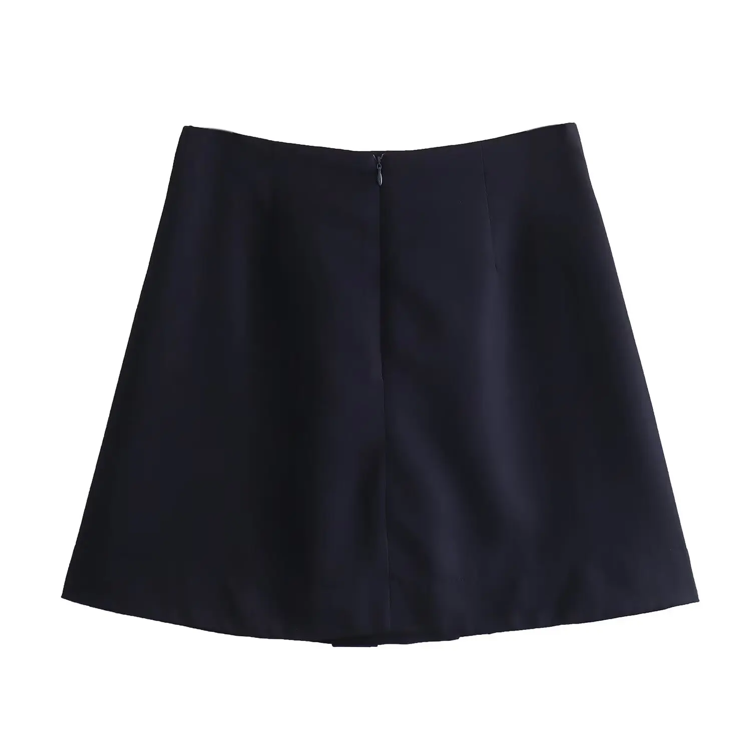 Dave&Di Mini Skirts Women Fashion Ladies High Waist Navy Color A-line Skirt Women Nordic minimalism