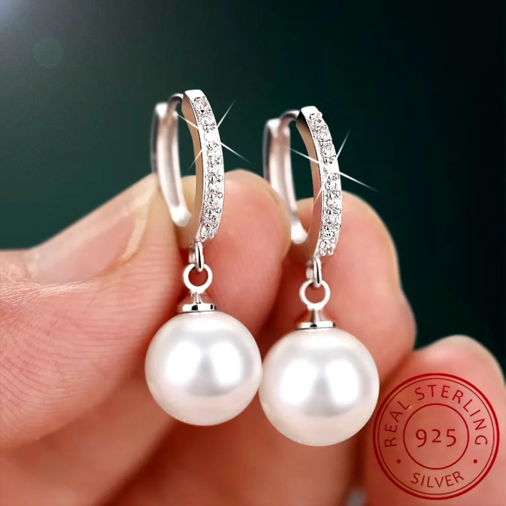 Cmon Kstar  top  Earrings Genuine Natural Freshwater Pearl 925 Sterling Silver Earrings Pearl Jewelry For Wemon Wedding Gift