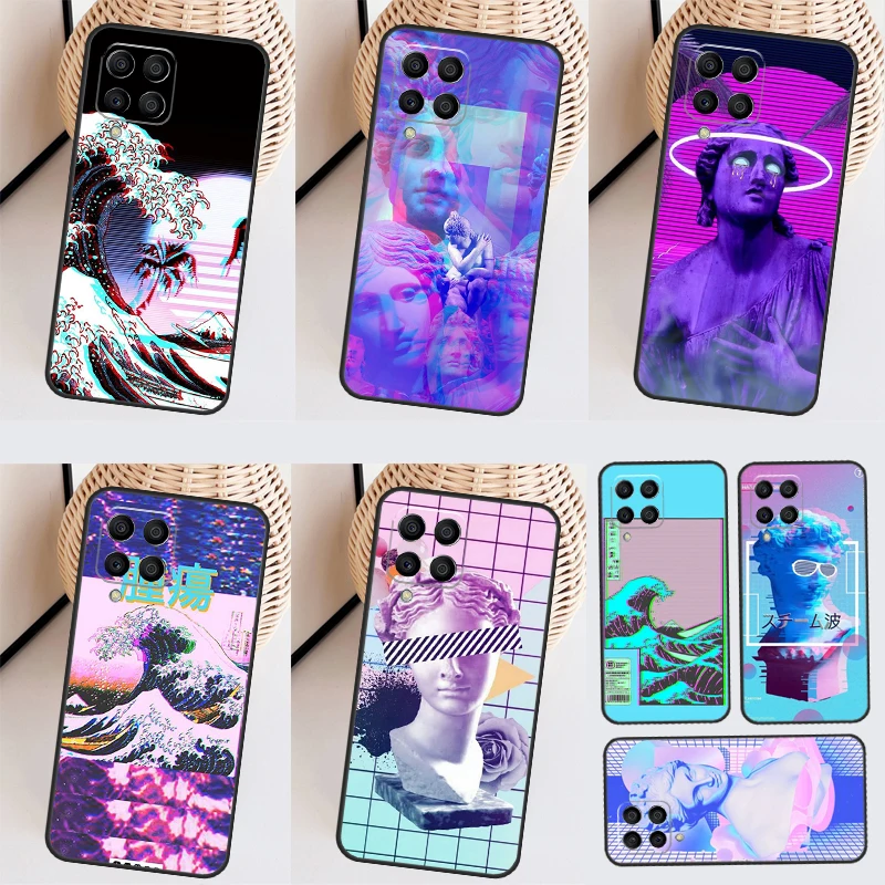 Great Wave Retro Cyber Statue Case For Samsung Galaxy M53 M33 M23 M13 M12 M32 M52 M20 M21 M31 M51 M14 M34 M54 M30s Coque