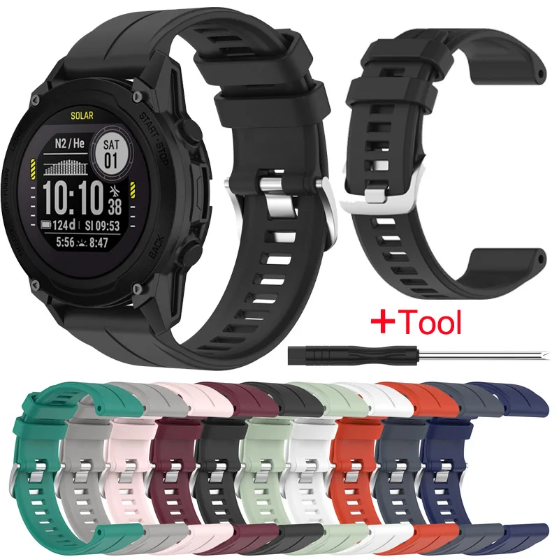 22mm Sports Silicone Strap For Garmin Descent G1 solar letel Strap Watch Band Replacement Wristband For Garmin Fenix7 Bracelet