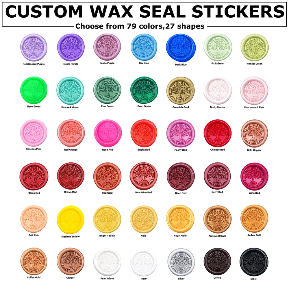 

10-100Pcs 2.5Cm Custom Wax Seal Sticker 79 Colors Wax Seals Self-Adhesive 27 Shape Personalized Logo Self Adhesive Wax Seals